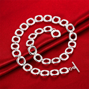 925 Silver 20-Inch Square Round Chain Necklace