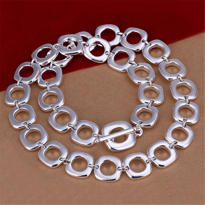 925 Silver 20-Inch Square Round Chain Necklace