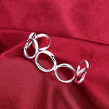 925 Silver Round O-Shaped Women's Bracelet Wedding Engagement Charm