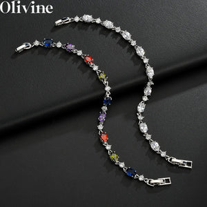 925 Silver Rainbow CZ Bangle for Women