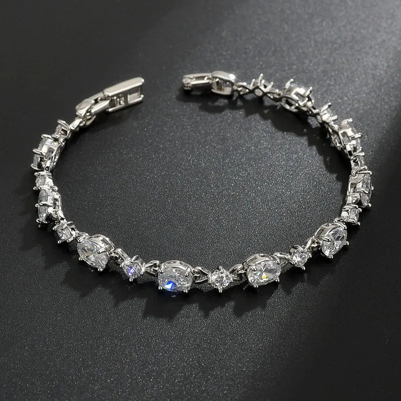 925 Silver Rainbow CZ Bangle for Women