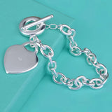 925 Silver Love Pendant Bracelet Men Women Charm Jewelry