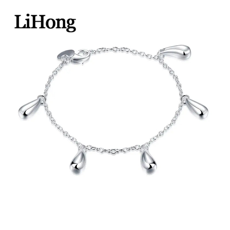 925 Silver Bracelet Water Drop Charm Wedding Jewelry
