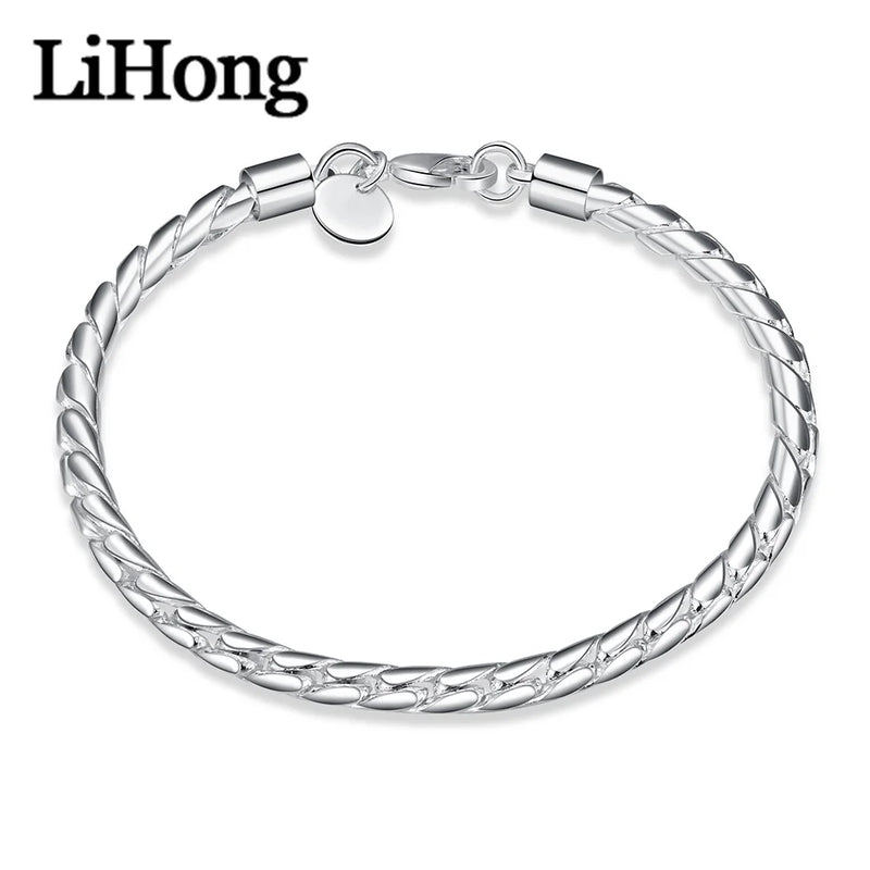 925 Silver Fox Tail Chain Bracelet for European Pendant Jewelry