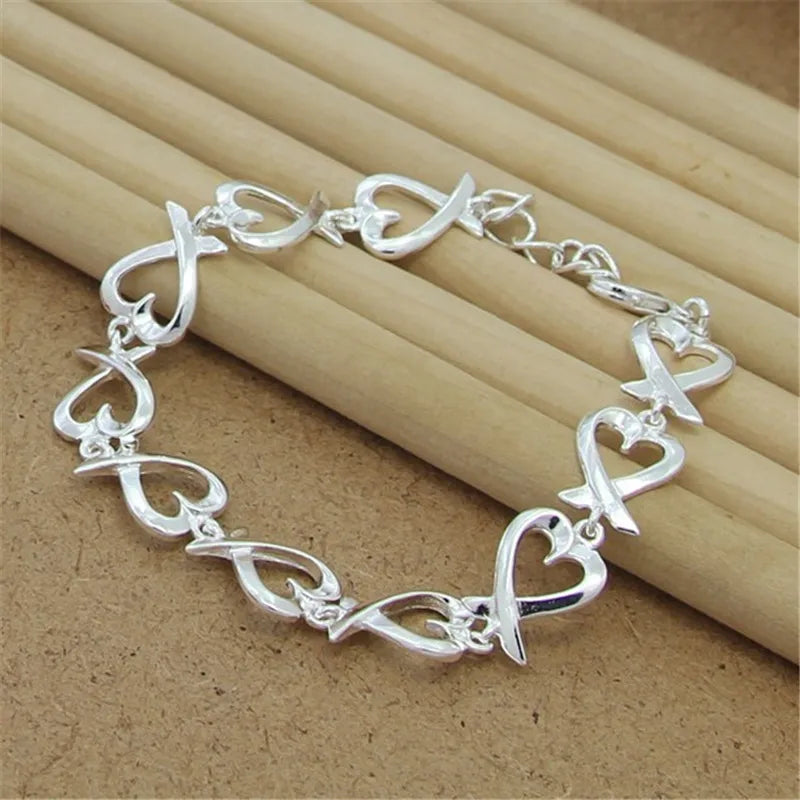 925 Silver Heart Language Bracelet For Literati Charm Gift