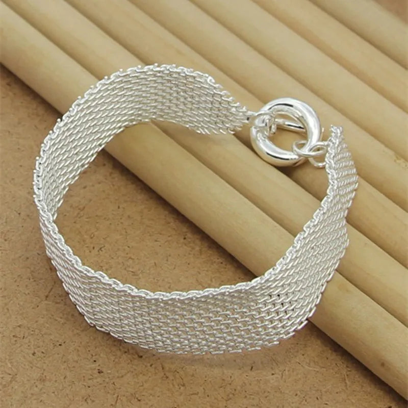 925 Silver Mesh TO Bracelet For Woman Charm Jewelry Gift
