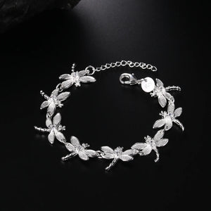 Stunning Dragonfly Chain Bracelet in 925 Sterling Silver