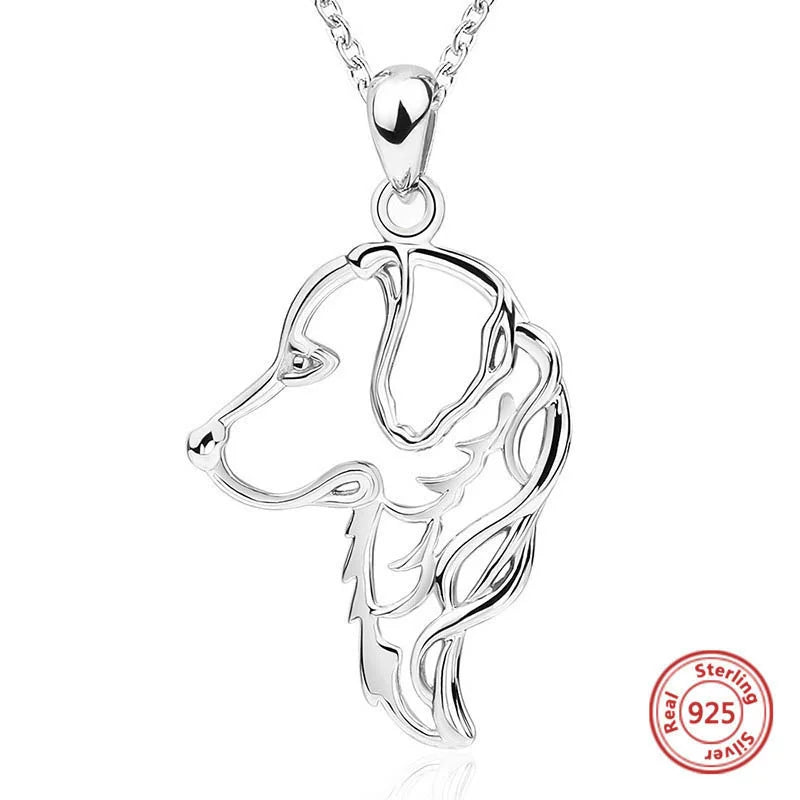 925 Silver Golden Dog Pendant Necklace Women's Jewelry