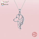 925 Silver Golden Dog Pendant Necklace Women's Jewelry