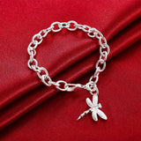 Sterling Silver Diamond Dragonfly Bracelet for Feminine Charm