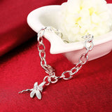 Sterling Silver Diamond Dragonfly Bracelet for Feminine Charm