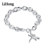 Sterling Silver Diamond Dragonfly Bracelet for Feminine Charm