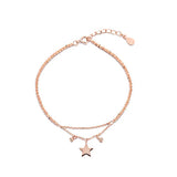 925 Silver Double Layers Star Charm Bracelets for Women