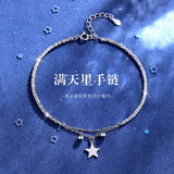 925 Silver Double Layers Star Charm Bracelets for Women