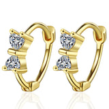 925 Silver Earrings 18K Zircon Small French Jewelry Ladies Gift