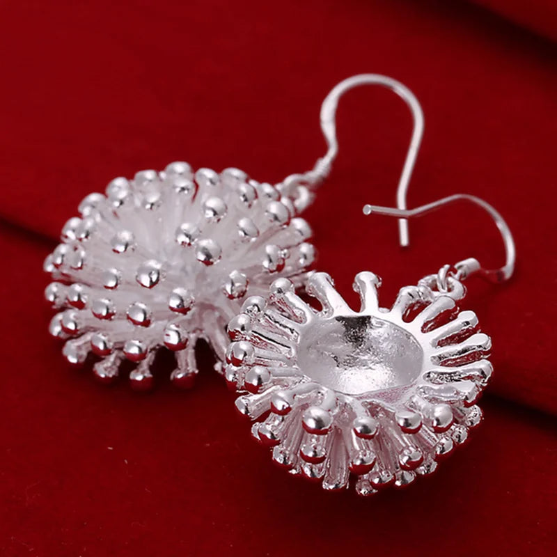 Firework Flower Earrings 925 Sterling Silver Glamour Jewelry
