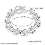 925 Silver Grape Bead Bracelet Wedding Engagement Jewelry