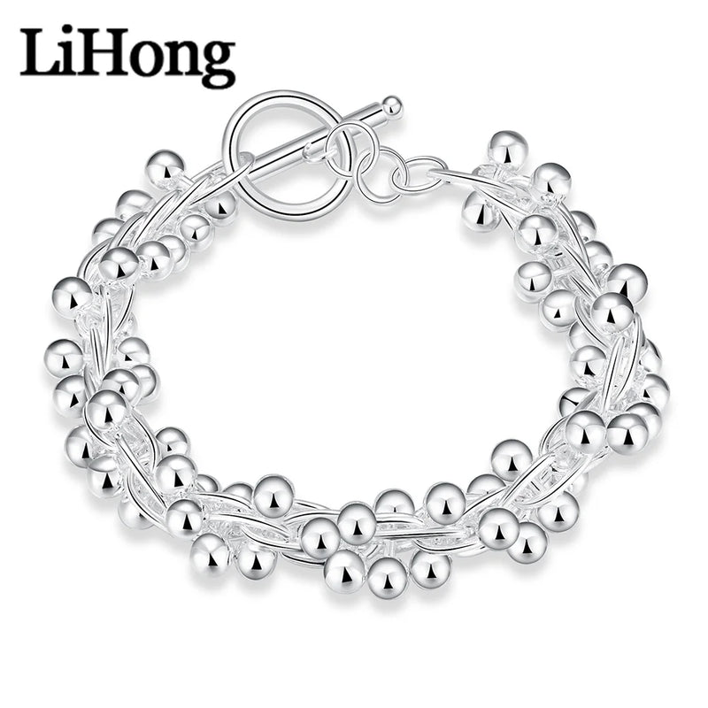 925 Silver Grape Bead Bracelet Wedding Engagement Jewelry