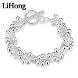 925 Silver Grape Bead Bracelet Wedding Engagement Jewelry