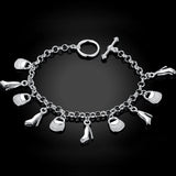 925 Silver High Heel Bag Pendant Bracelet Wedding Jewelry