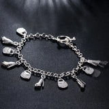 925 Silver High Heel Bag Pendant Bracelet Wedding Jewelry