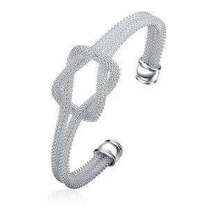 925 Silver Mesh Bracelet Women Engagement Wedding Charm Jewelry