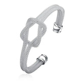 925 Silver Mesh Bracelet Women Engagement Wedding Charm Jewelry