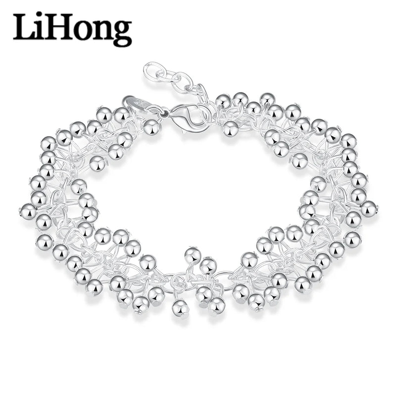 925 Silver Grape Beaded Bracelet for Women