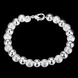 925 Silver Matte Bead Bracelet Wedding Party Jewelry