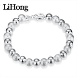 925 Silver Matte Bead Bracelet Wedding Party Jewelry