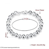 925 Silver Matte Bead Bracelet Wedding Party Jewelry