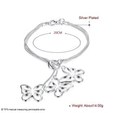 925 Silver Snake Chain Butterfly Bracelet Jewelry