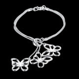 925 Silver Snake Chain Butterfly Bracelet Jewelry