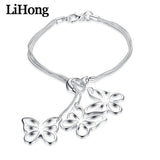 925 Silver Snake Chain Butterfly Bracelet Jewelry