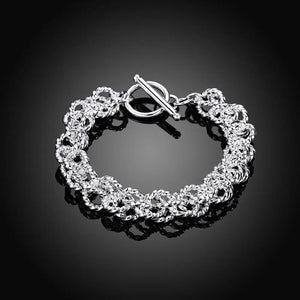 925 Silver Water Wave Circle Chain Bracelet Wedding Jewelry