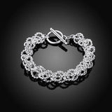 925 Silver Water Wave Circle Chain Bracelet Wedding Jewelry