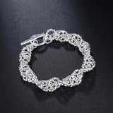 925 Silver Water Wave Circle Chain Bracelet Wedding Jewelry