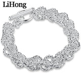 925 Silver Water Wave Circle Chain Bracelet Wedding Jewelry
