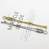 Adjustable Heart Zircon Charm Bracelet Stainless Steel
