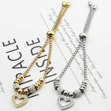 Adjustable Heart Zircon Charm Bracelet Stainless Steel
