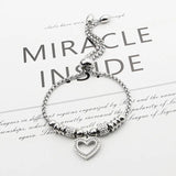 Adjustable Heart Zircon Charm Bracelet Stainless Steel