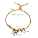 Adjustable Heart Zircon Charm Bracelet Stainless Steel