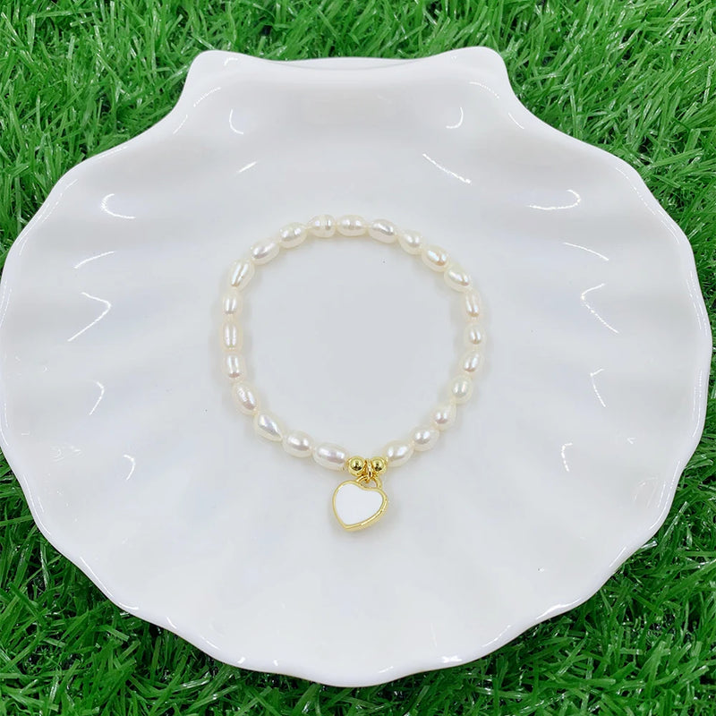 Alien Pearl Beads Bracelet Heart/Cross Pendant Bulk DIY Jewelry