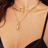 Alloy Heart Lock Pendant Necklace Retro Multi-Layer