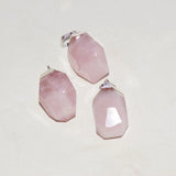 Pink Rose Quartz Stone Pendant Crystal Silver Plated Jewelry