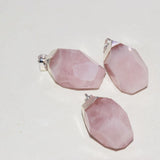Pink Rose Quartz Stone Pendant Crystal Silver Plated Jewelry
