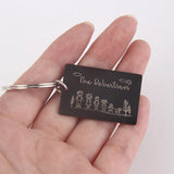 Custom Family Portrait Keychain - Personalized Family Name Jewelry