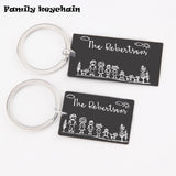 Custom Family Portrait Keychain - Personalized Family Name Jewelry
