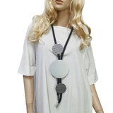 Leather Rubber Pendant Long Necklace Round Stripe Decorative Necklaces Women