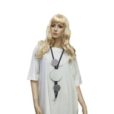 Leather Rubber Pendant Long Necklace Round Stripe Decorative Necklaces Women